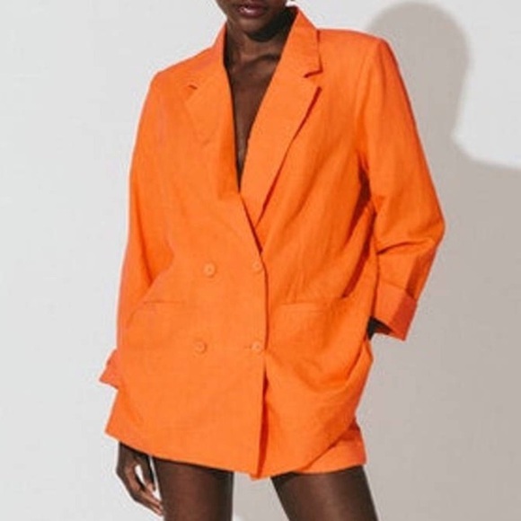 Cleobella Jackets & Blazers - Cleobella Women S Tigerlily Orange Linen Cotton Oversized Prescott Jacket NWT